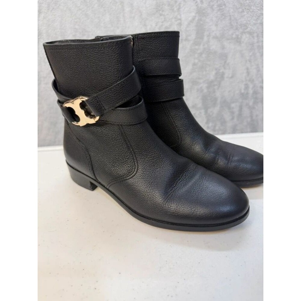 Tory Burch Gemini Link Booties Size 7 Black Leather